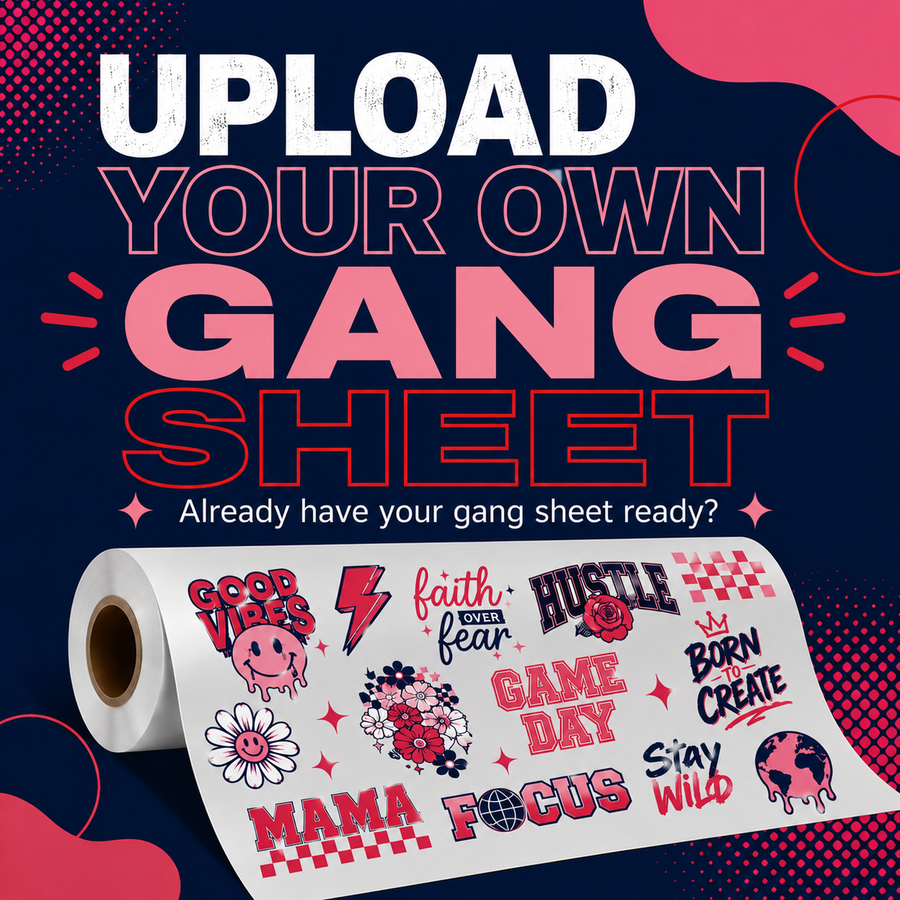Custom DTF gang sheet transfers printed in St. Louis