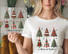 Load image into Gallery viewer, Merry And Bright - Plaid Trees DTF TRANSFER