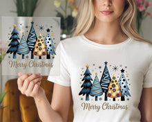 Load image into Gallery viewer, Merry Christmas Blue Trees DTF TRANSFER