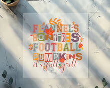 Load image into Gallery viewer, Retro It's Fall Y'All Flannels Bonfires Football Pumpkins DTF TRANSFER
