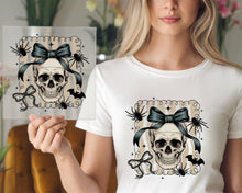 Load image into Gallery viewer, Skull With Black Bow DTF TRANSFER