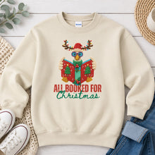 Load image into Gallery viewer, All Booked For Christmas Goose Christmas design on Sand crewneck sweatshirt
