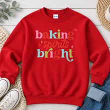 Load image into Gallery viewer, Baking Spirits Bright Christmas design on Red crewneck sweatshirt