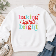 Load image into Gallery viewer, Baking Spirits Bright Christmas design on White crewneck sweatshirt