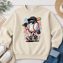Load image into Gallery viewer, Baseball Character With Bat Sports design on Sand crewneck sweatshirt