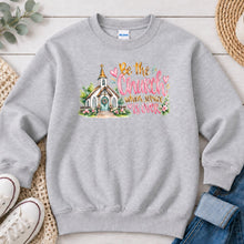 Load image into Gallery viewer, Be The Church When Service Is Over Faith design on Ash Grey crewneck sweatshirt