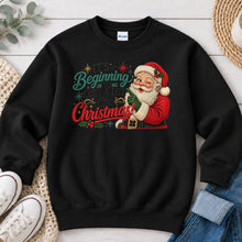 Load image into Gallery viewer, Beginning To Cost a Lot Like Christmas Santa Christmas design on Black crewneck sweatshirt