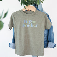 Load image into Gallery viewer, Big Brother Blue Sage Heart design on sage kids t-shirt