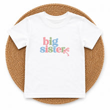 Load image into Gallery viewer, Big Sister Pastel Bow design on white kids t-shirt