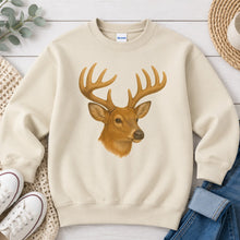 Load image into Gallery viewer, Buck Head Hunting design on Sand crewneck sweatshirt