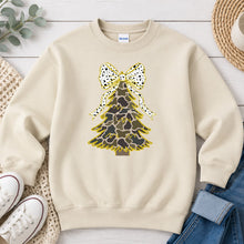 Load image into Gallery viewer, Camo Christmas Tree Christmas design on Sand crewneck sweatshirt
