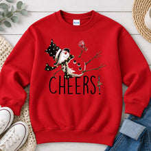 Load image into Gallery viewer, Cheers Snowman Christmas design on Red crewneck sweatshirt