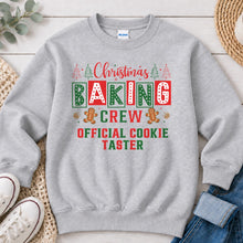 Load image into Gallery viewer, Christmas Baking Crew Official Cookie Taster Christmas design on Ash Grey crewneck sweatshirt