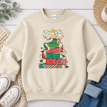 Load image into Gallery viewer, Christmas Books Stack Christmas design on Sand crewneck sweatshirt