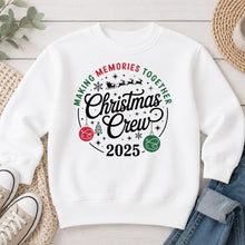Load image into Gallery viewer, Christmas Crew 2025 Christmas design on White crewneck sweatshirt