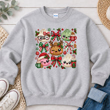 Load image into Gallery viewer, Christmas Dumplings Bows Christmas design on Ash Grey crewneck sweatshirt