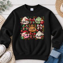 Load image into Gallery viewer, Christmas Dumplings Bows Christmas design on Black crewneck sweatshirt