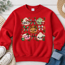Load image into Gallery viewer, Christmas Dumplings Bows Christmas design on Red crewneck sweatshirt