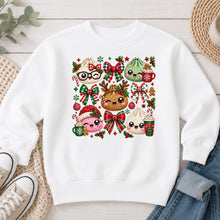 Load image into Gallery viewer, Christmas Dumplings Bows Christmas design on White crewneck sweatshirt
