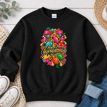 Load image into Gallery viewer, Christmas in Missouri Lights Christmas design on Black crewneck sweatshirt