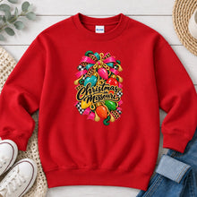 Load image into Gallery viewer, Christmas in Missouri Lights Christmas design on Red crewneck sweatshirt