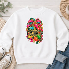 Load image into Gallery viewer, Christmas in Missouri Lights Christmas design on White crewneck sweatshirt