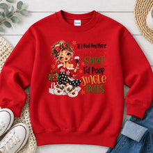 Load image into Gallery viewer, Christmas Spirit Jingle Bells Blonde Christmas design on Red crewneck sweatshirt
