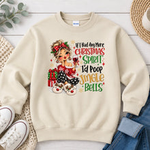 Load image into Gallery viewer, Christmas Spirit Jingle Bells Blonde Christmas design on Sand crewneck sweatshirt