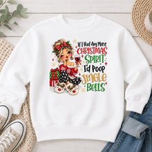 Load image into Gallery viewer, Christmas Spirit Jingle Bells Blonde Christmas design on White crewneck sweatshirt