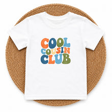 Load image into Gallery viewer, Cousin Cool Cousin Club design on white kids t-shirt