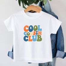 Load image into Gallery viewer, Cousin Cool Cousin Club design on white kids t-shirt