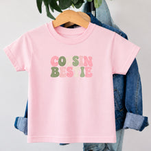 Load image into Gallery viewer, Cousin Cousin Bestie Pink design on pink kids t-shirt