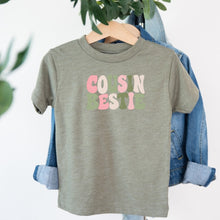 Load image into Gallery viewer, Cousin Cousin Bestie Sage design on sage kids t-shirt