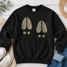 Load image into Gallery viewer, Deer Tracks Hunting design on Black crewneck sweatshirt