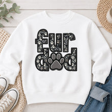 Load image into Gallery viewer, Fur Dad Paw Print dog lover design on White crewneck sweatshirt