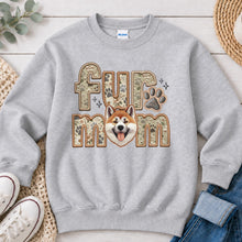 Load image into Gallery viewer, Fur Mom Akita dog lover design on Ash Grey crewneck sweatshirt