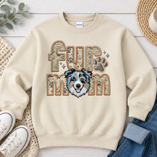 Load image into Gallery viewer, Fur Mom Australian Shepherd Blue Merle dog lover design on Sand crewneck sweatshirt