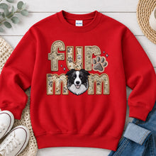 Load image into Gallery viewer, Fur Mom Border Collie Black and White dog lover design on Red crewneck sweatshirt