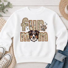 Load image into Gallery viewer, Fur Mom Border Collie dog lover design on White crewneck sweatshirt