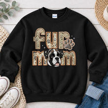 Load image into Gallery viewer, Fur Mom Boxer dog lover design on Black crewneck sweatshirt