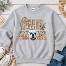 Load image into Gallery viewer, Fur Mom Boxer White dog lover design on Ash Grey crewneck sweatshirt