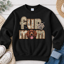 Load image into Gallery viewer, Fur Mom Brittany Brown dog lover design on Black crewneck sweatshirt