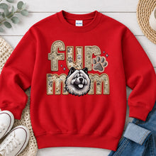 Load image into Gallery viewer, Fur Mom Chow dog lover design on Red crewneck sweatshirt