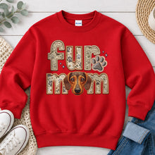 Load image into Gallery viewer, Fur Mom Dachshund Red dog lover design on Red crewneck sweatshirt