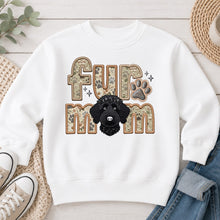 Load image into Gallery viewer, Fur Mom Doodle Black Curly dog lover design on White crewneck sweatshirt