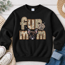 Load image into Gallery viewer, Fur Mom Frenchie Brindle dog lover design on Black crewneck sweatshirt