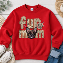 Load image into Gallery viewer, Fur Mom Frenchie Brindle dog lover design on Red crewneck sweatshirt