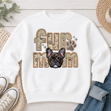 Load image into Gallery viewer, Fur Mom Frenchie Brindle dog lover design on White crewneck sweatshirt