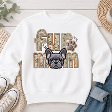 Load image into Gallery viewer, Fur Mom Frenchie Grey dog lover design on White crewneck sweatshirt