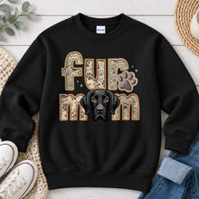 Load image into Gallery viewer, Fur Mom German Shorthaired Pointer Black dog lover design on Black crewneck sweatshirt